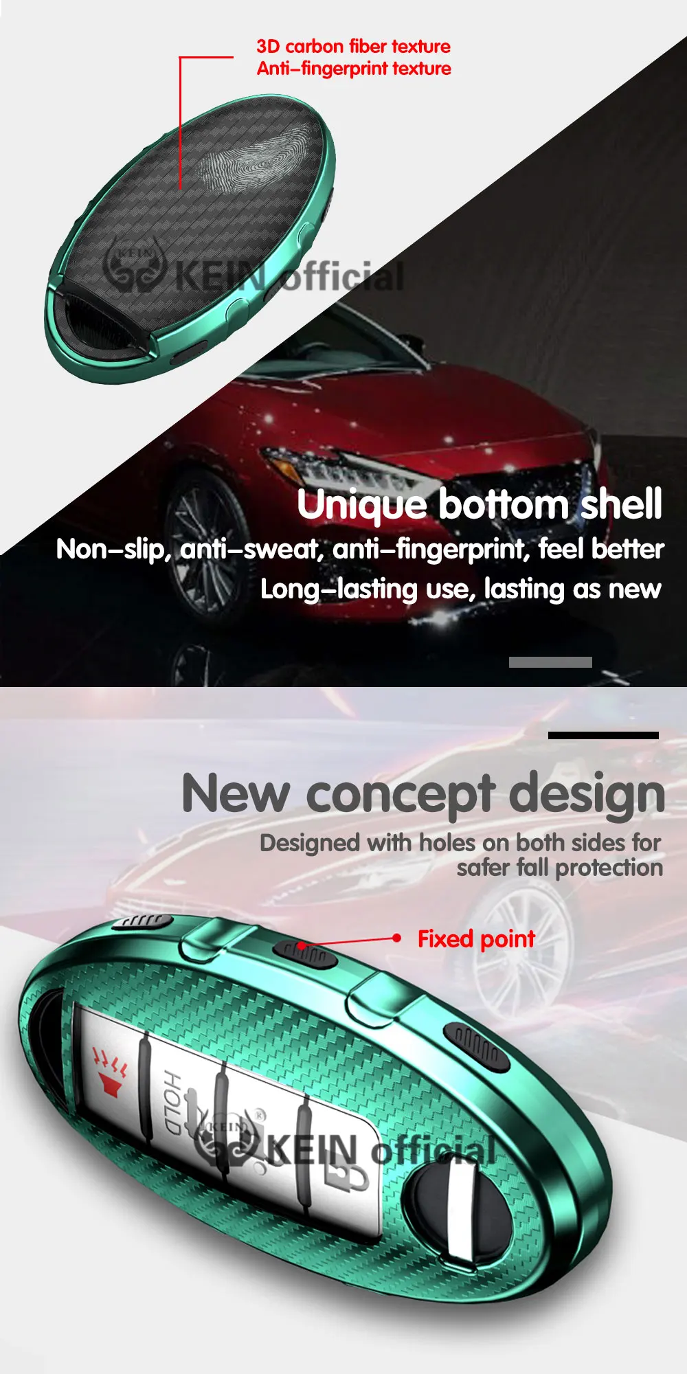 Чехол для ключей KEIN TPU 3D из углеродного волокна для Nissan Tiida Murano Altima versa maxima X-Trail, защитная крышка для автомобильных ключей, автозапчасти