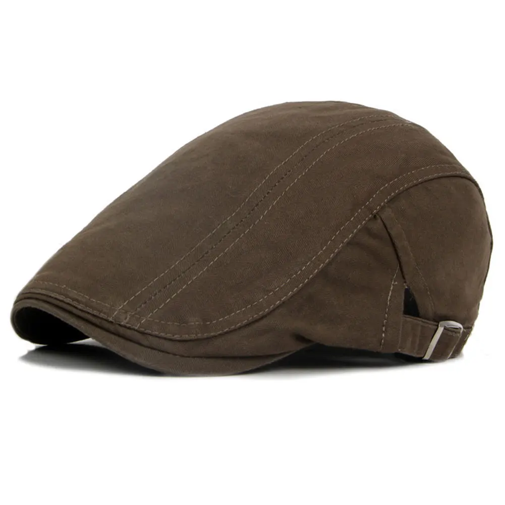 Dark Khaki Мужские регулируемые шапки, уличные шапки, мягкие однотонные, свободный размер, модные, дышащие, на плоской подошве, британский стиль, Осень-зима - Цвет: Dark Khaki
