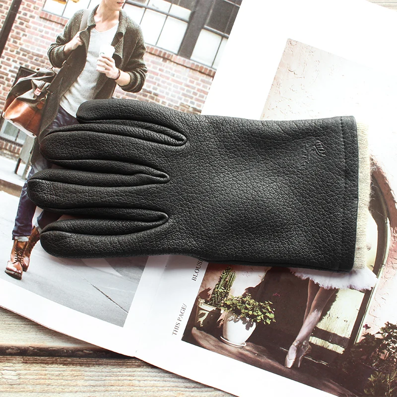 New men's deerskin gloves leather fashion bow-shaped retro autumn and winter driving and riding motorcycle warm gloves New men's deerskin gloves leather fashion bow-shaped retro autumn and winter driving and riding motorcycle warm gloves