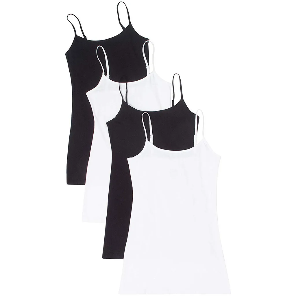 

Pack of 4PC Women Adjustable Shoulder Vest Flattering Top Blouse Casual Tops Sleeveless T-Shirt Mama Clothes