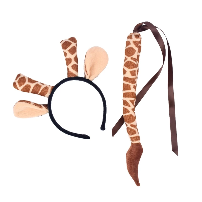 naruto outfits Halloween Animal Costume Kit Leopard Giraffe Tiger Ears Hairband Tail Set Cartoon Hair Hoop Cosplay Party Supplies F3MD anime cosplay female Cosplay Costumes