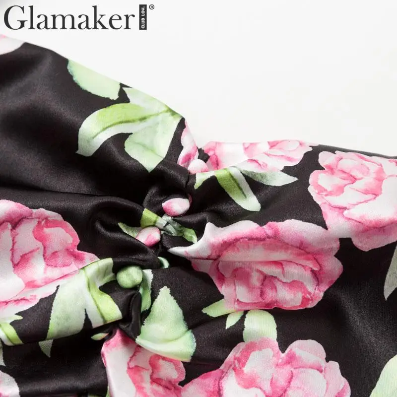 Glamaker, Осеннее, длинное, пышное, рукав, цветочный принт, мини платье, зимнее, сексуальное, облегающее, элегантное, для вечеринки, женское, тонкое, Клубное, винтажное платье