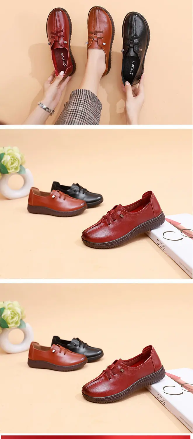 Lace Up Flats Women's Oxfords Comfy Leather Shoes Female Designer Loafers Woman Black Slip Ons Ladies Driving Shoes Retro Loafer