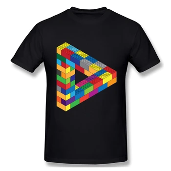 

Play With Me Lego Penrose Toy Triangle Impossible Object Illusion T-Shirt Men Birthday Gifts 100% Cotton Clothes Humor T Shirt