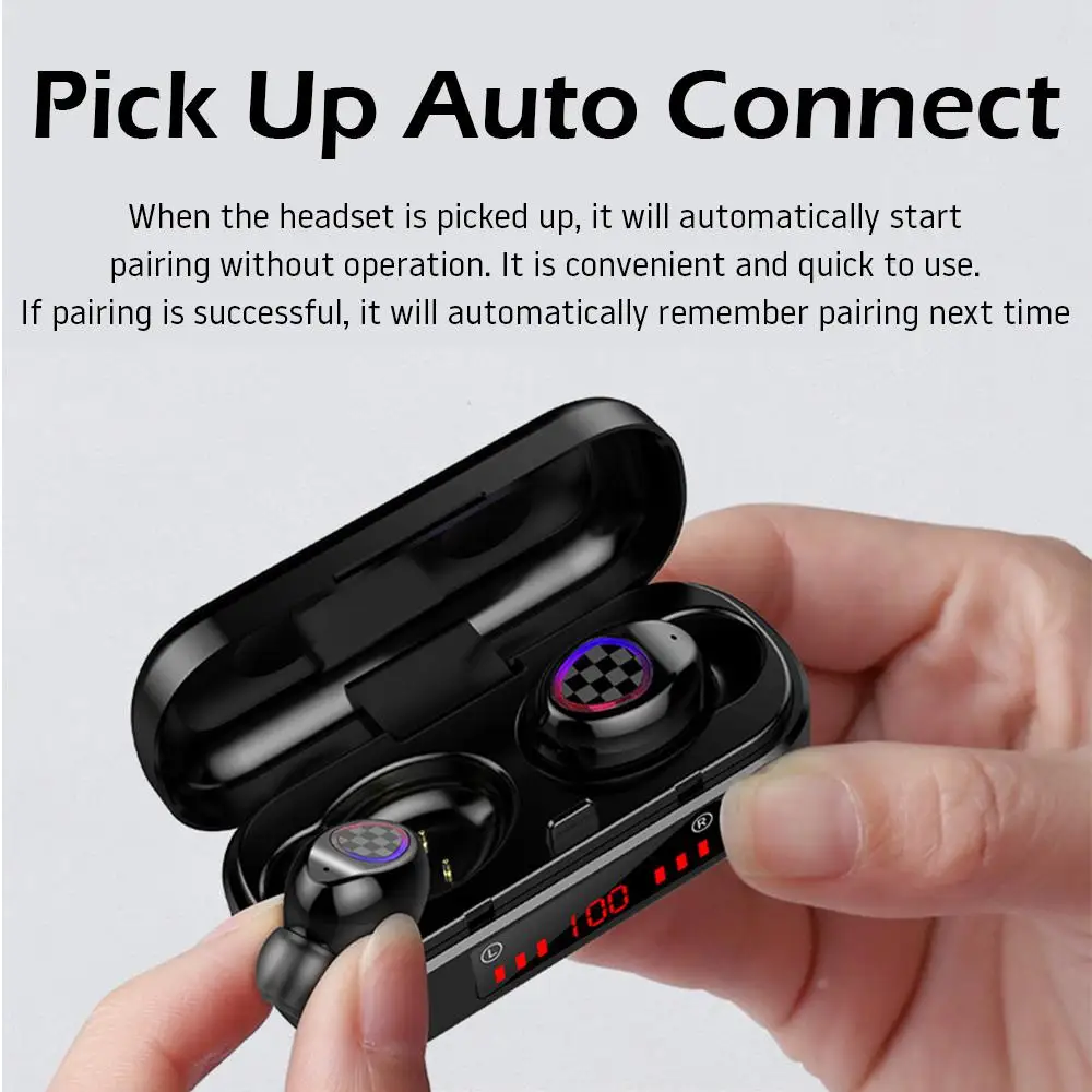 Bluetooth Earphone 5 0 Wireless touch Headphone TWS Sports Waterproof Headset Earbuds LED Digital Ear Phone with Mic For Android