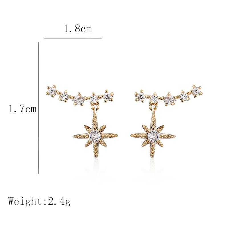 New Arrival Fashion Classic Geometric Women Dangle Earrings Asymmetric Earrings Of Star And Moon Female Korean Jewelry