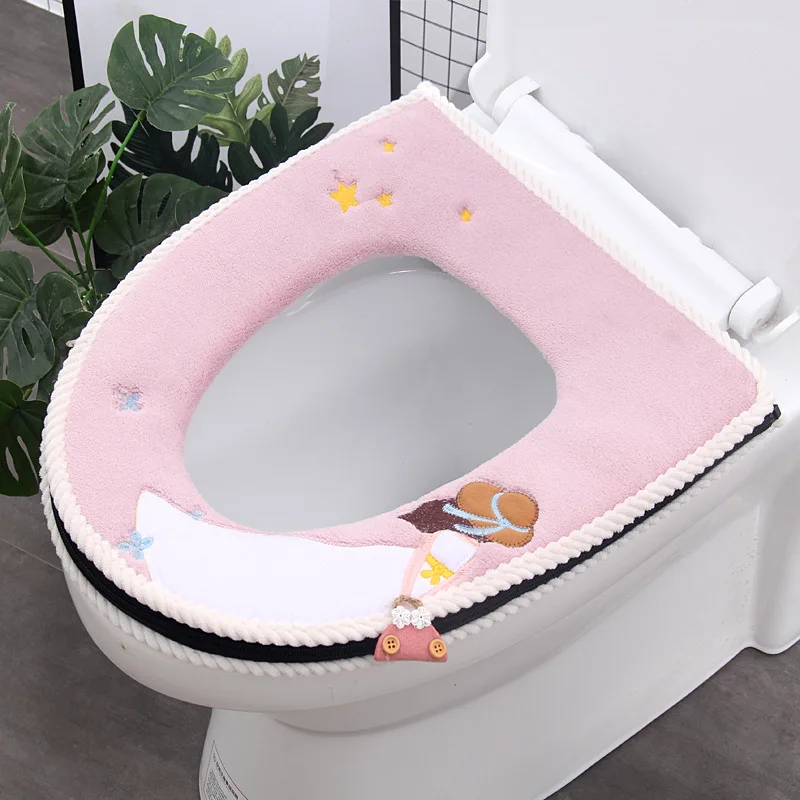 

Cartoon warm soft washable toilet cushion cover household bathroom winter waterproof toilet cushion toilet accessories
