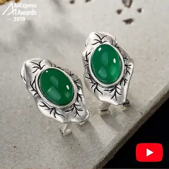 

NOT FAKE S925 Fine Jewelry Stud Earrings Emerald Leaf Branch Oval Taste Women Handmade Vintage Natural emerald moldavite peridot