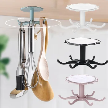 Gancio rotante per fiori da cucina Scaffale per utensili da cucina a parete Accessori Organizzatore per armadietto con gancio per portaoggetti Appendiabiti per cucchiaio 1