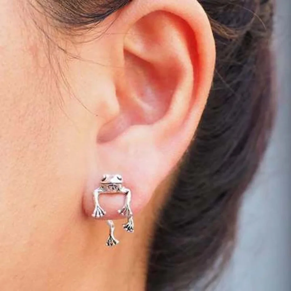 Women Cute Frog Earrings For Girls Animal Gothic Stud Earrings Piercing Female Korean Jewelry Brincos Gift