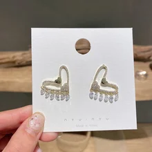 

Sweet Rhinestone Heart-shaped Zircon Earrings Women Hollow Pendant Earring Simple Fashion Personality Wedding Jewelry Party Gift