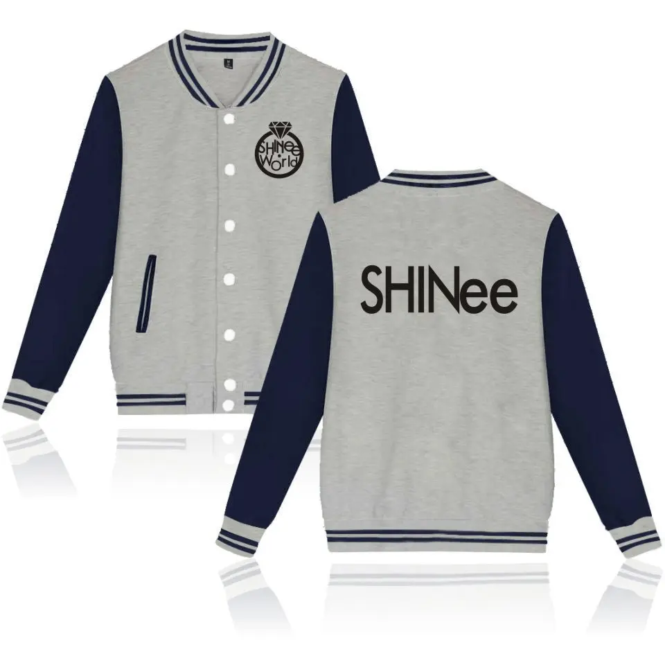 Shinee стиль знаменитостей, бейсбольная форма в Корейском стиле, осенняя и зимняя одежда для мужчин и женщин, флисовое пальто с капюшоном
