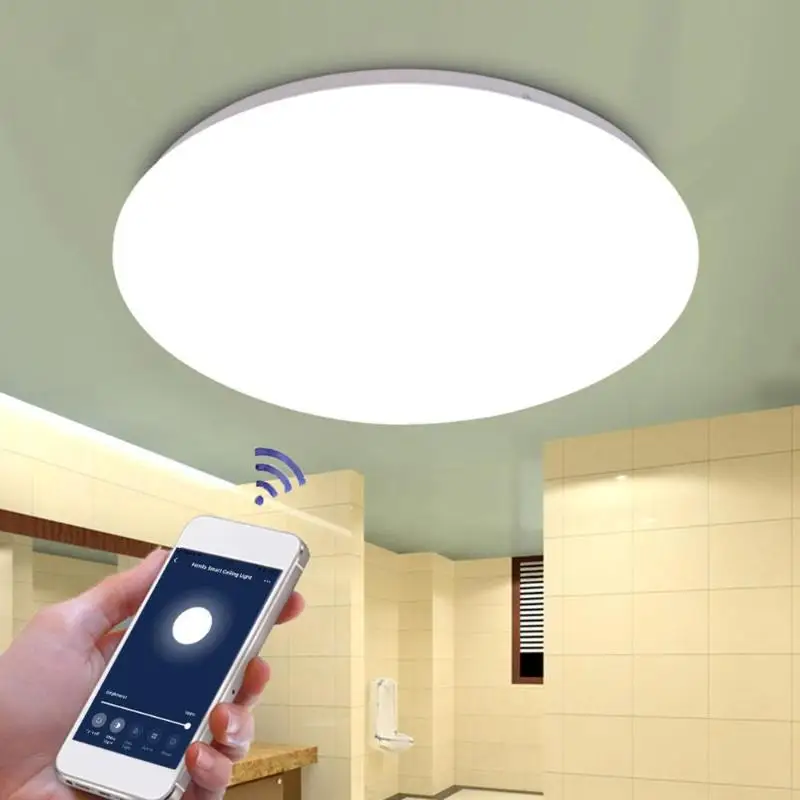 

48W Smart LED Ceiling Light Memory Function WiFi Remote Voice Control Surface Mount Bedroom Aluminum Dimming Ceiling Lamp