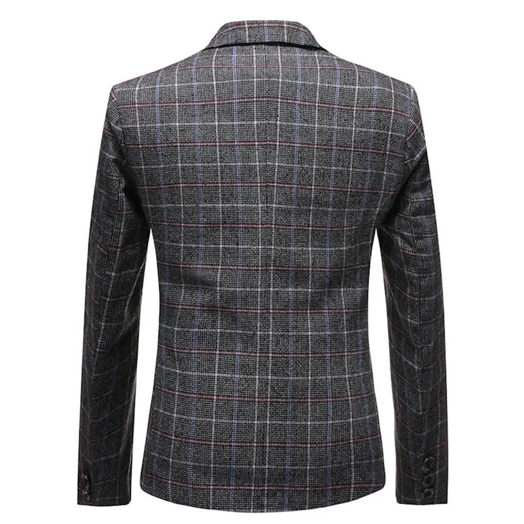 Высокая емкость мужской плед стиль длинный рукав повседневный костюм Slim Fit Блейзер Куртка поддержка Прямая поставка