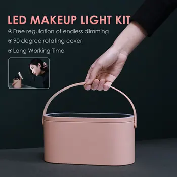 

ET Makeup LED Lights With Cosmetic Organizer Box Portable Touch Screen Mirror Cosmetic Cases with Led Flat Mirror Makeup Case