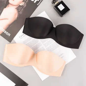 

Strapless Nudebra-Seamless Bra Thick Thin Chest Paste Wedding Dress Push up Beauty Back Tube Top Summer