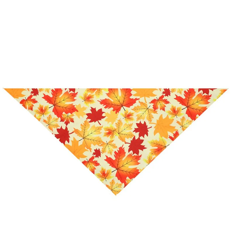yellow leaf Fashion Thanksgiving Dog Bandana Cotton Scarf Bib Grooming Accessories Triangular Bandage Collar for Small Medium Large Pet - Цвет: yellow leaf