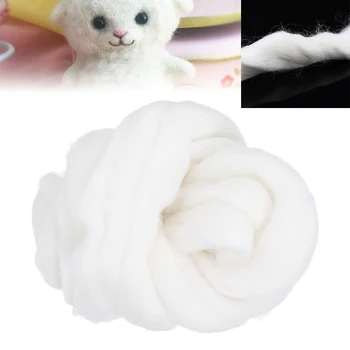 

Soft White Dyed Wool Tops Roving Wool Fibre For Needle Felting Hand Spinning DIY Needlework Poke Sewing 50g