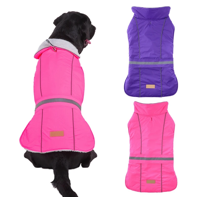 

Pet Dog Winter Reflective Clothes Dog Windproof Jacket With Plush Lining For For Medium Large Dog Windproof Warm Pet Clothing