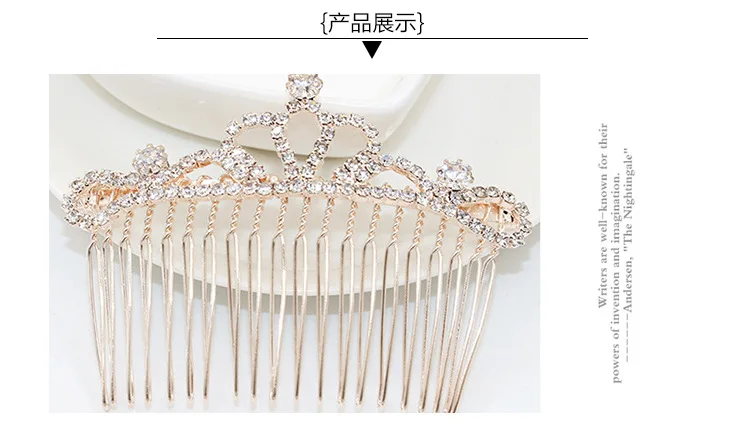 New Style South Korea Full of Crystals Bow Barrettes Hair Comb Crown Comb Korean-style Bangs Comb Side Clip Head Accessories