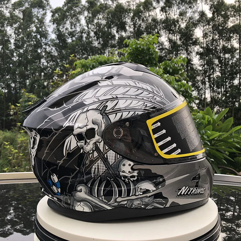 Защитный шлем бренда NITRINOS на все лицо для езды велосипеде с двумя объективами
