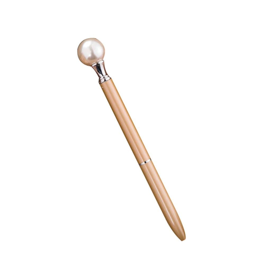 NO.4 Large Pearl Decor Metal Ballpoint Pen 0.7mm Black Refill Office School Stationery Supplies Ballpen Gifts - Цвет: NO.4