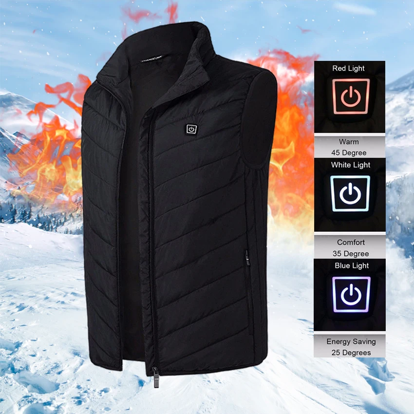 Jacket Waistcoat Heated-Vest Thermal-Clothing Winter Sleeveless Outerwear Warm Male USB