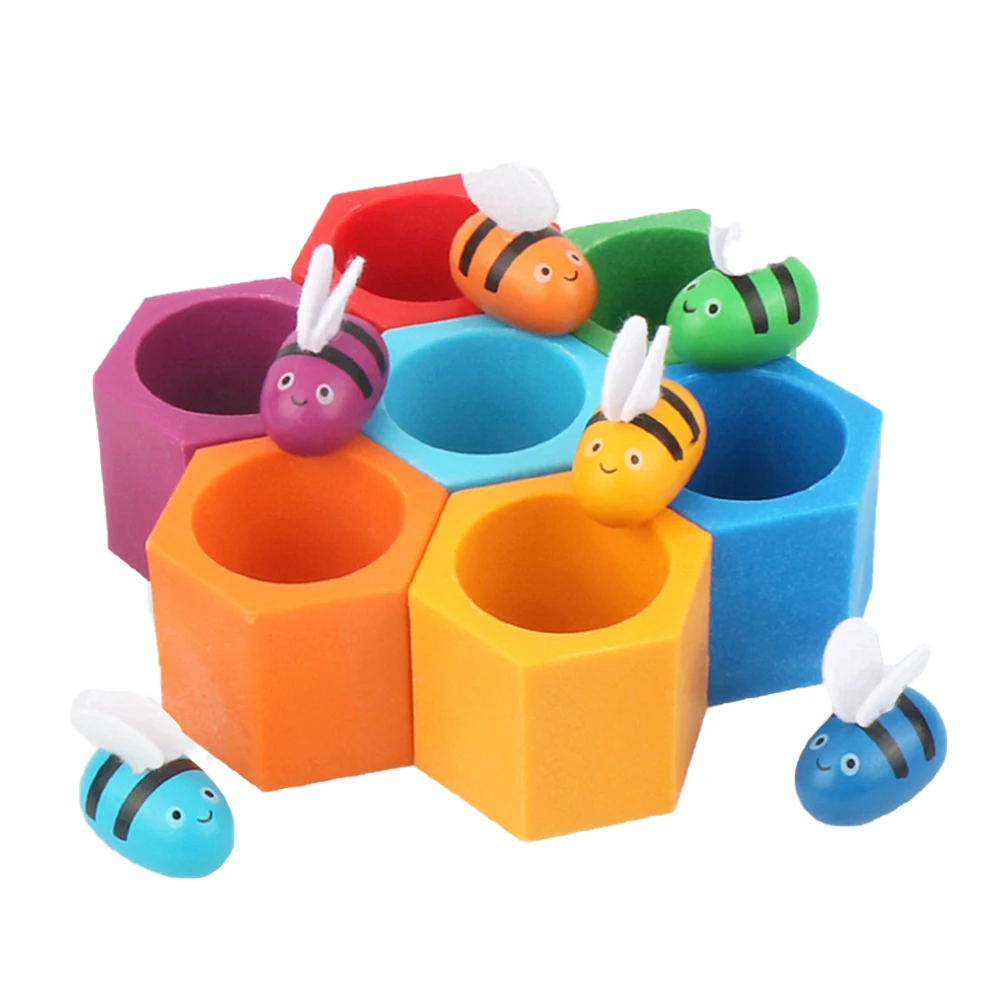 

Wooden Leaning Educatinal Toys Children Montessori Early Education Clip Bee Beehive Game Childhood Color Cognition