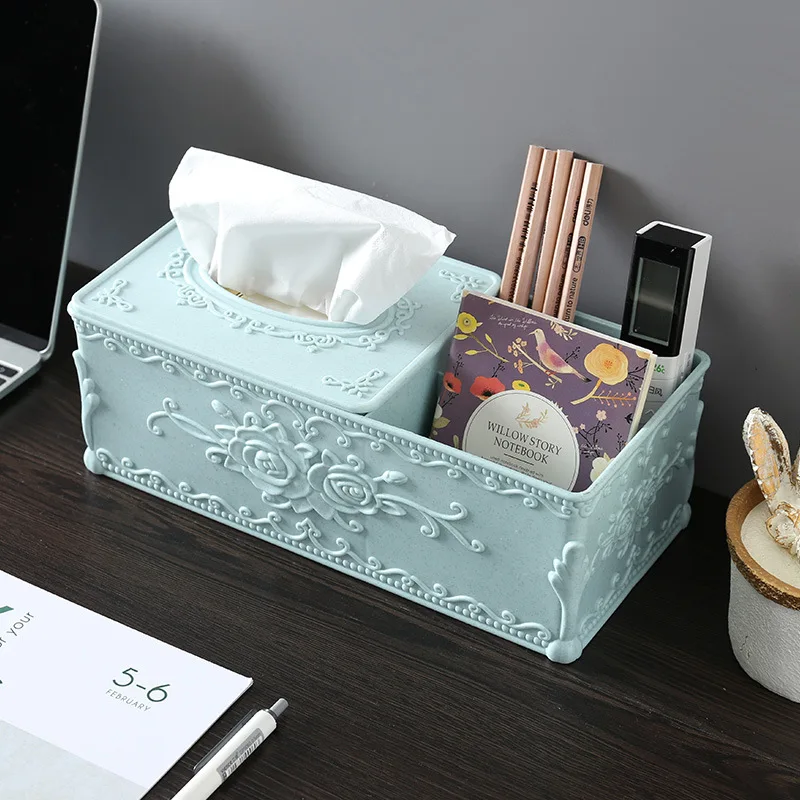 

European style carved tissue box, living room coffee table, drawer box, home desktop napkin box, tissue storage box