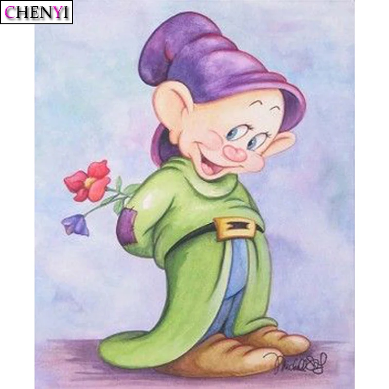 

CHENYI 5D Mosaic Diamond Painting Cartoon Dopey Diy Diamond Embroidery Cross Stitch Needlework Rhinestones Home Decor Baby Gift