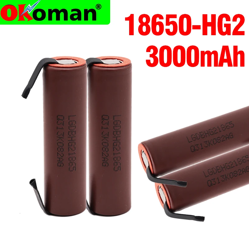 4 шт. оригинальный большой емкости HG2 18650 3000 мАч аккумуляторная батарея для