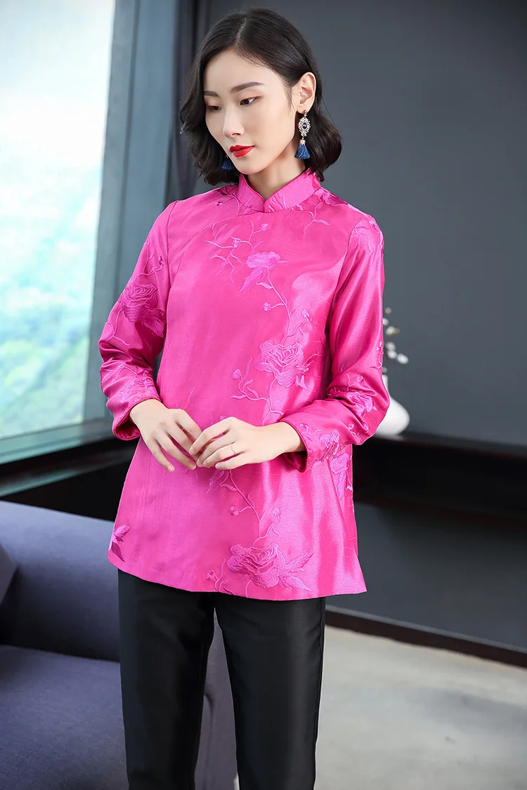 Благородные красивые Топы Cheongsam в китайском стиле с вышивкой и улучшенной вышивкой
