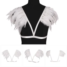 Белое перо жгут Бралетт короткий топ погоны плечо крылья стимпанк готика рейв Фетиш экзотика одежда фестиваль BurningMan