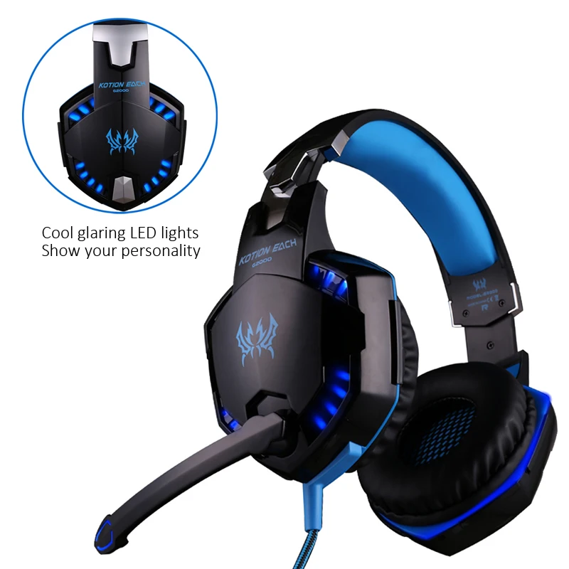 G2000 Orange Gaming Headset Deep Bass Stereo Casque Wired Headphone Glowing Earphone with Microphone for PS4 XBOX PC Laptop