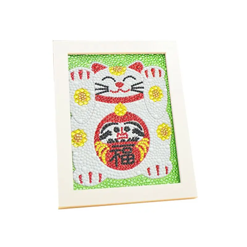 Кошка, кошка, сделай сам, 5D, полная дрель, круглая Алмазная картина, картина, Набор для вышивки крестиком, вышивка ручной работы, домашний декор с рамкой для детей - Цвет: 5AC401180-ZC04