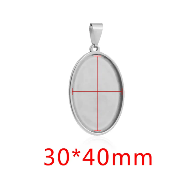 5pcs/lot Stainless Steel Oval Round Square Pendant Cabochon Base Setting Tray Blank 30x40mm Cabochons Jewelry Making Supplies oval-30x40mm