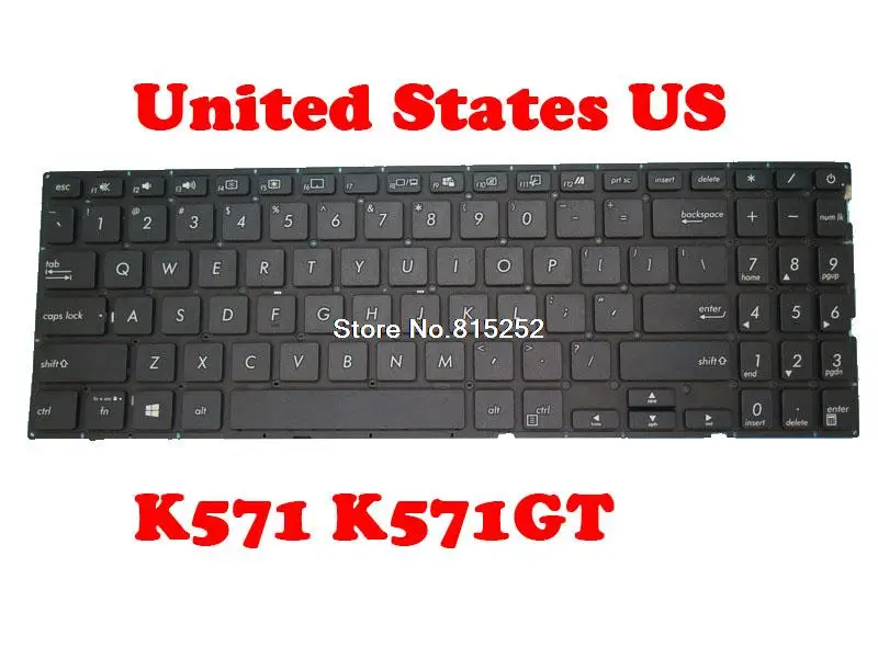 

Laptop Keyboard For ASUS K571 K571GT K571L K571LH K571LI United States US Black without frame