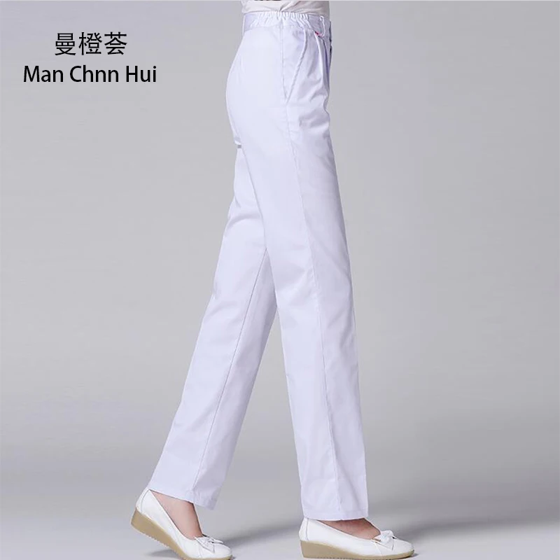 Laboratory clothing female nurse pants slim white pants scrub beauty salon work summer High Quality Nursing