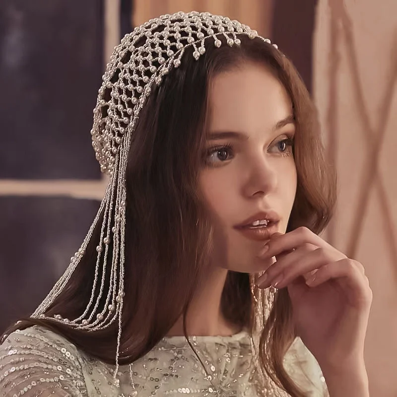 Fermaglio Per Capelli Da Sposa Con Perle E Cristalli - Lungo 50 Cm, Regolabile - Accessorio Elegante Per Matrimoni E Cerimonie