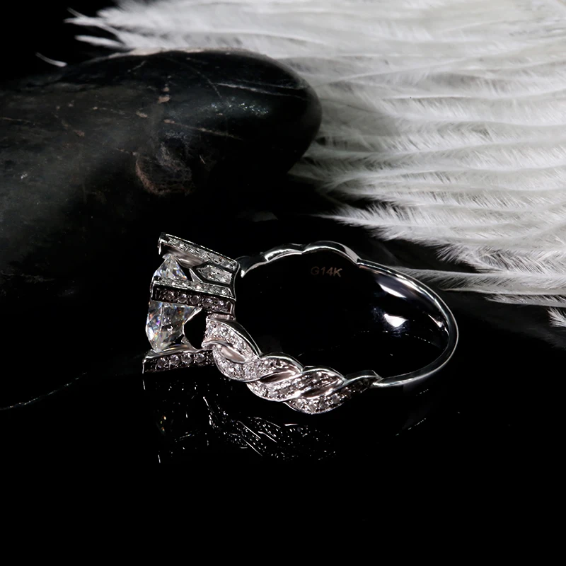 AEAW витое классическое 2.0CT 8 мм муассанит обручальное кольцо Женское Обручальное