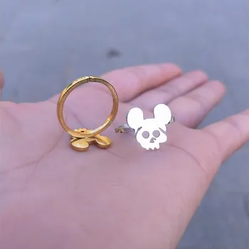 

10pcs Cute Zodiac Animal Mouse Rings Adjustable Anelli Donna Gold Ring For Women Men BFF Jewelry Bithday Gift