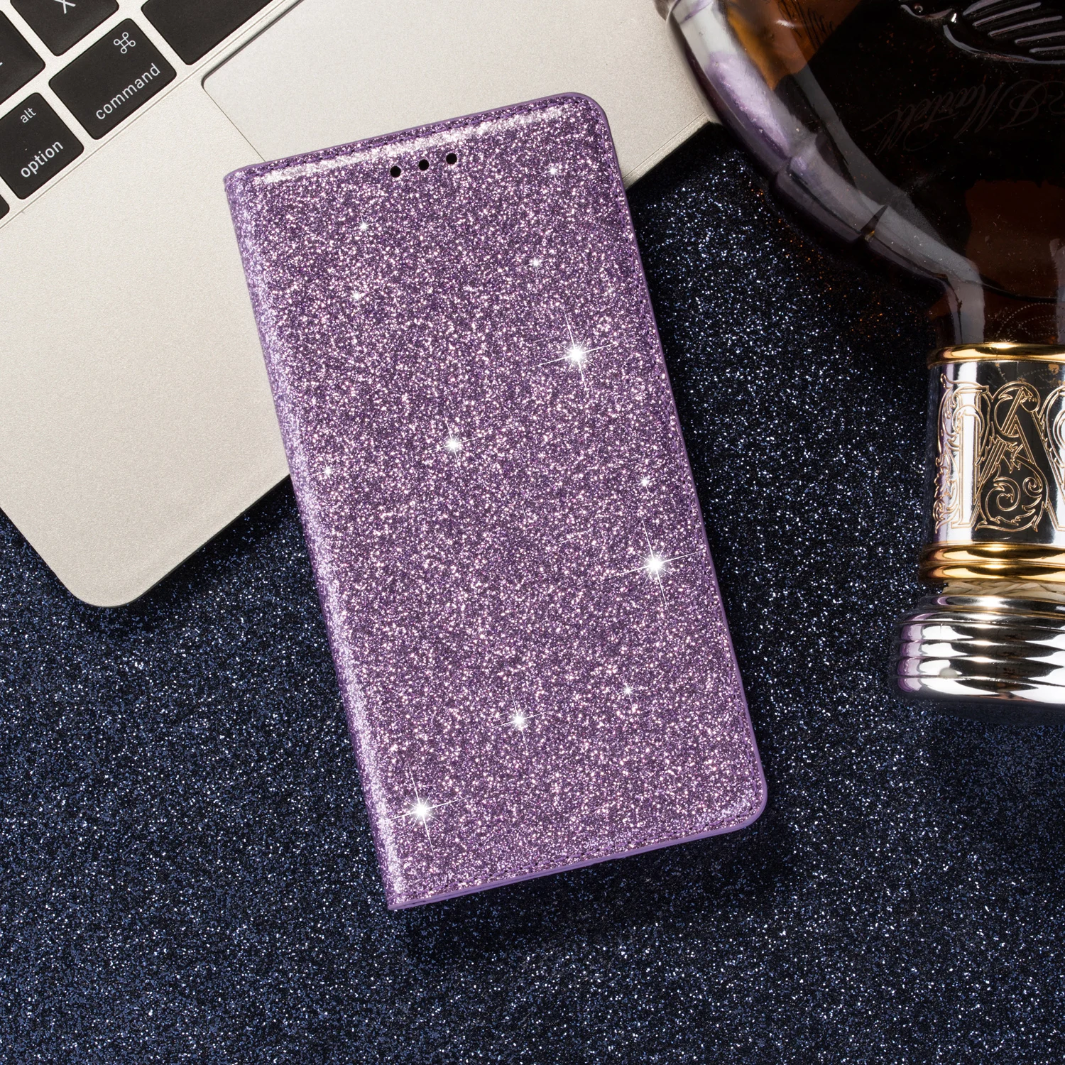 Блестящий чехол для samsung Galaxy J4 J4 Plus J6 Plus J330 J5 Pro J730 J8 блестящий кожаный флип-бумажник с подставкой для карт - Цвет: Purple