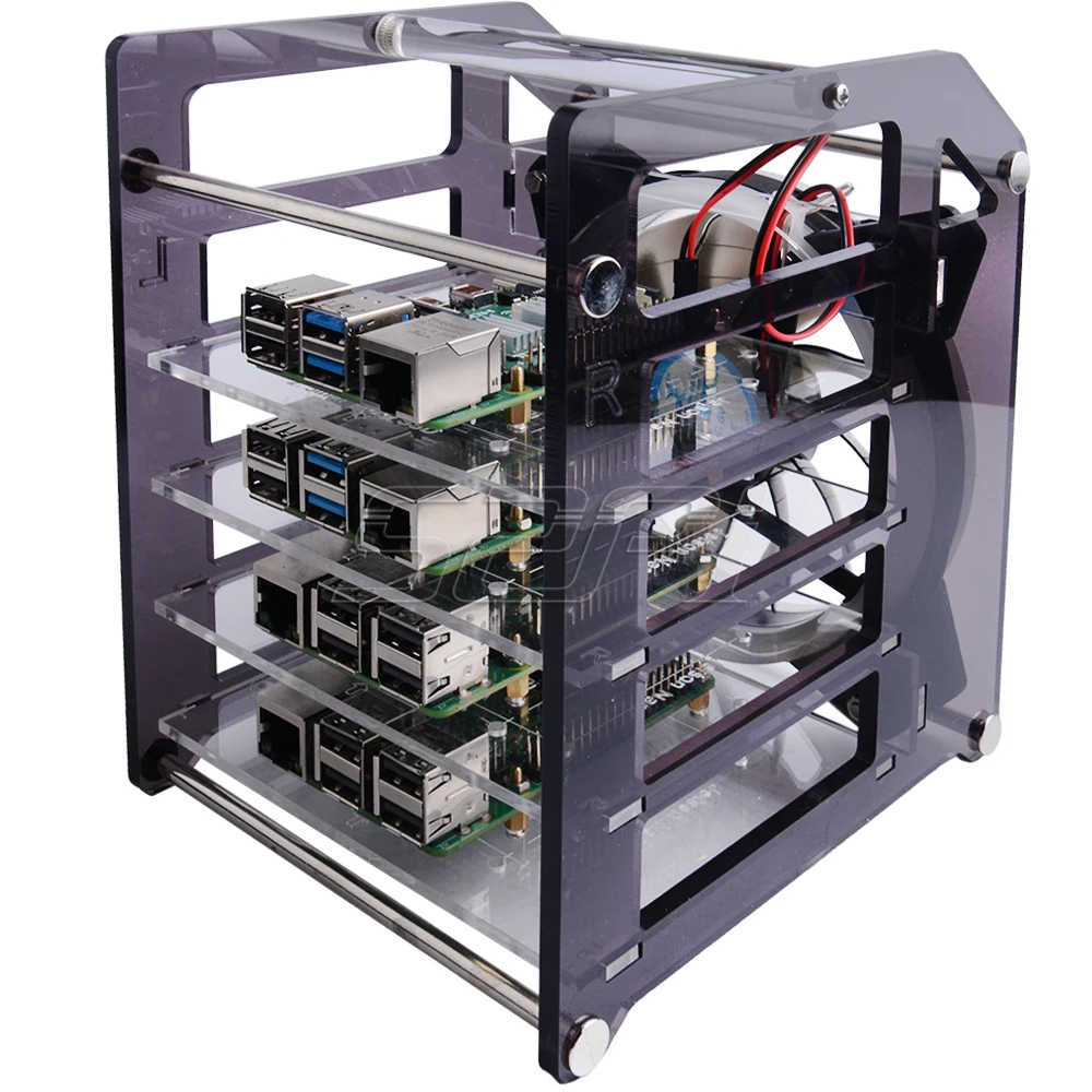 Ventilador de Refrigeração Luz para Raspberry Rack Torre Camadas Acrílico Cluster Case Grande Led Rgb pi b - 3 +3 Jetson Nano 52pi 4 - Imagem 3