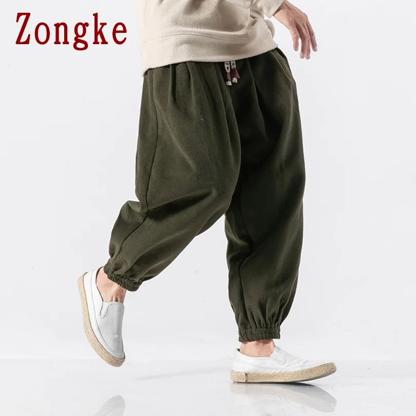 Zongke плотные брюки в тяжелом весе, мужские брюки для бега, мужские брюки, уличная одежда, спортивные штаны, шаровары, мужские брюки, 5XL, осень, новинка