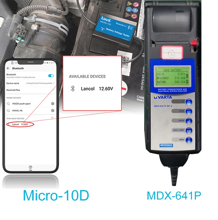Автомобильный тестер напряжения lancol Micro10D показывает напряжение цифровой