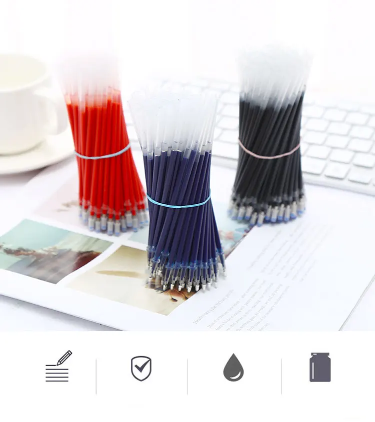 20Pcs/set Korean Gel Pens Refills Flash Cartridge Black Blue Red Stationery Store School Office Supply Stationary Material Goods
