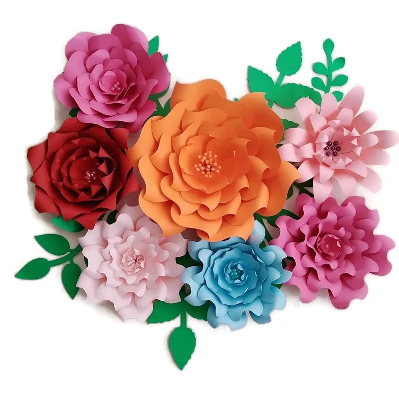 Flores de papel gigantes, 7 hojas, Flores Artificiales, ideal para bodas y  eventos, telón de fondo para fiesta de bebé y guardería, DIY, 2018, 7 Uds.  - AliExpress Hogar y jardín