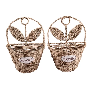 

Handmade Flower Pot Willow Woven Wall Hanging Basket Flower Basket Storage for Garden Supplies Wall Decoration