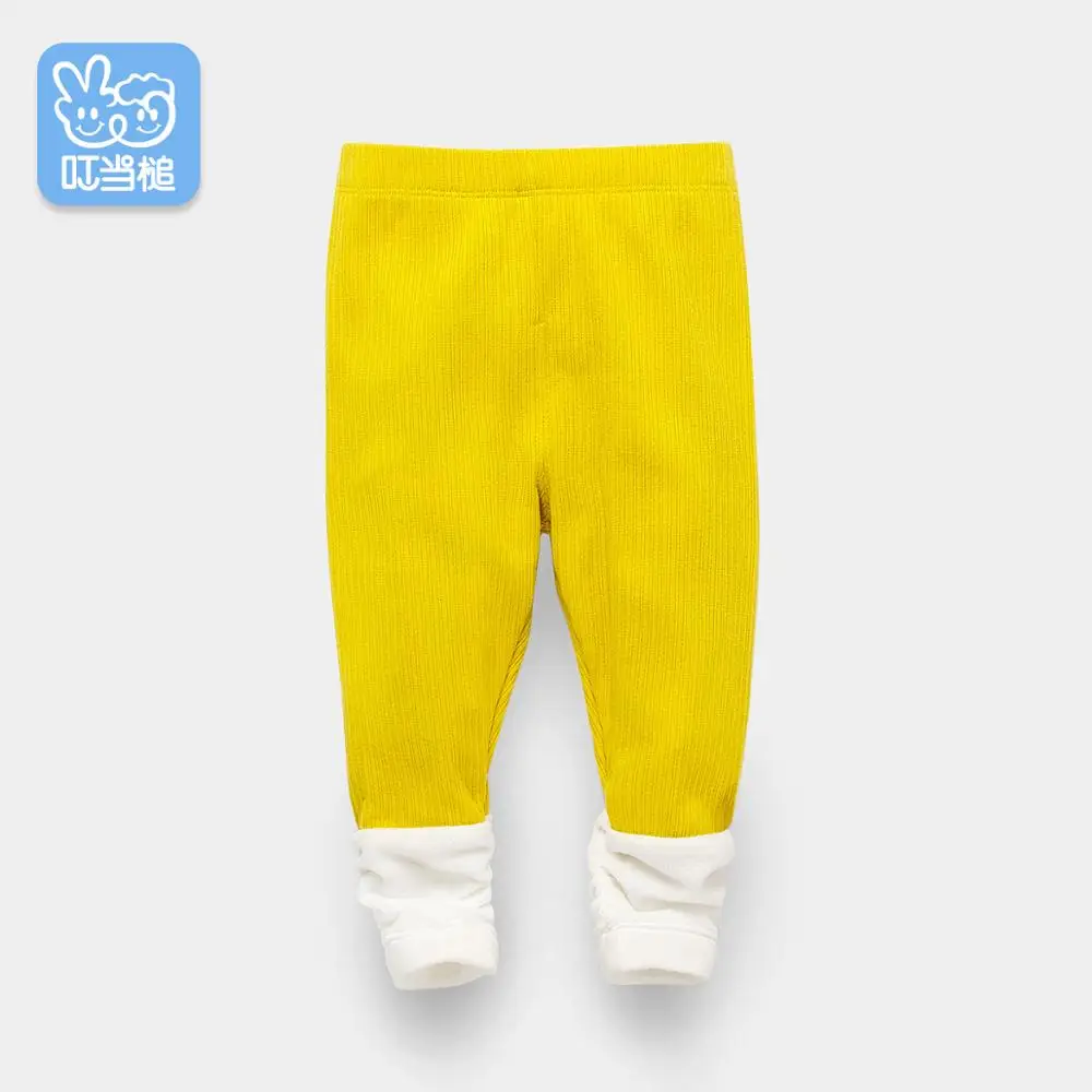 Осенние штаны для маленьких девочек; одежда для малышей; плотные бархатные леггинсы; хлопковые повседневные штаны для малышей; штаны для девочек; брюки для новорожденных - Цвет: Yellow thin