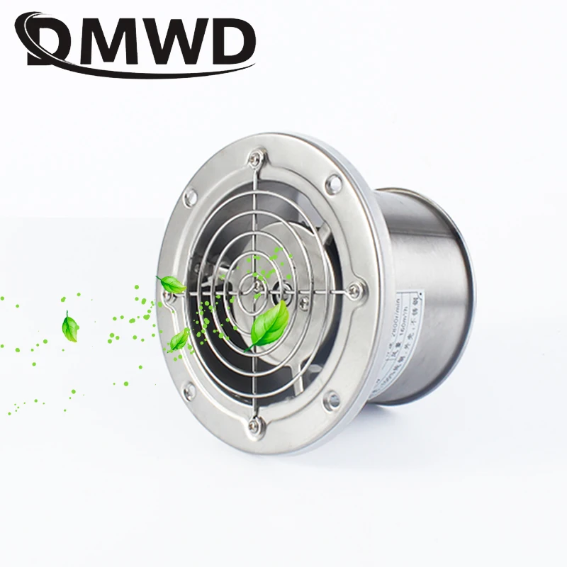 DMWD 4 Inch Pipe Stainless steel Exhaust Fan Window Duct Ventilation Blower 4'' Toilet Kitchen Bathr